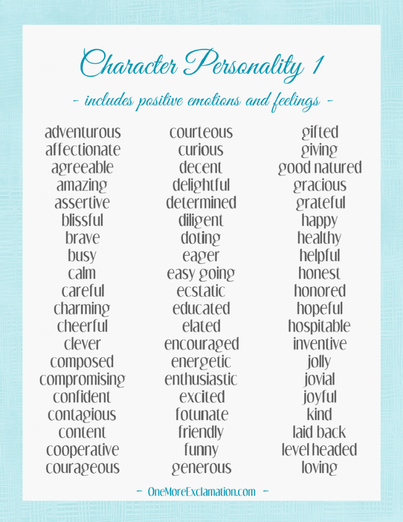 Character Positive Personality Traits List