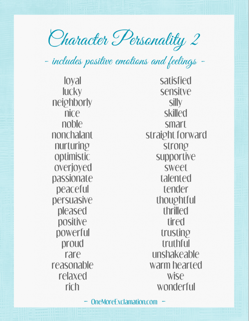 Positive character personality traits list