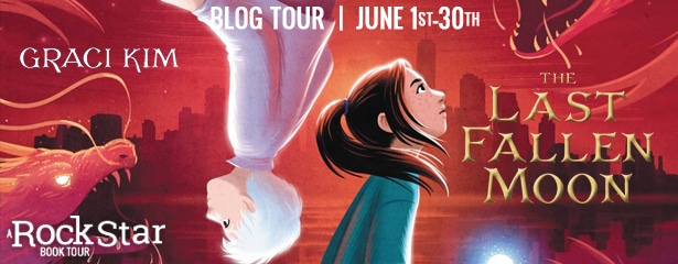 blog tour banner for the last fallen moon