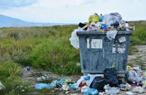 garbage and plastic bag litter for plastic-free July