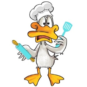 Why the Frown Duck chef character in Once Upon a Plate